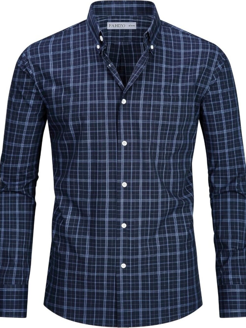 Stylish Men's Long Sleeve Plaid Dress Shirt - Casual Business, Wrinkle-Free